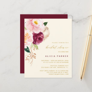 Budget elegante Blumen Brautparty-Einladung