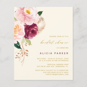 Budget elegante Blumen Brautparty-Einladung Flyer