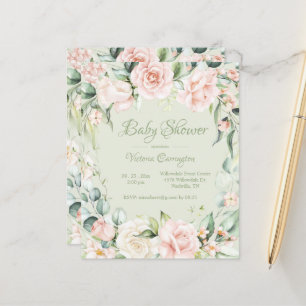 Budget Elegante Blumendusche Einladung