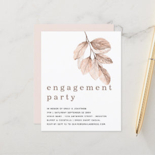Budget Elegante Blush Leaf Engagement Partei einla
