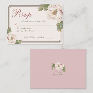 BUDGET Elegante Blush Peony Floral Wedding RSVP Mitteilungskarte