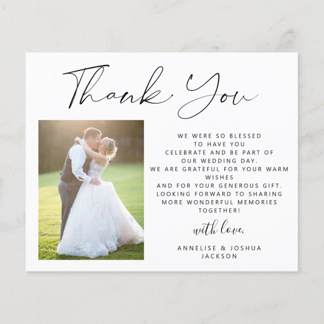Budget elegante Drehbuch 2 Fotos Hochzeit danke (Vorderseite)