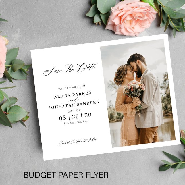 Budget elegante Drehbuch Foto Hochzeit speichern S Flyer (Von Creator hochgeladen)