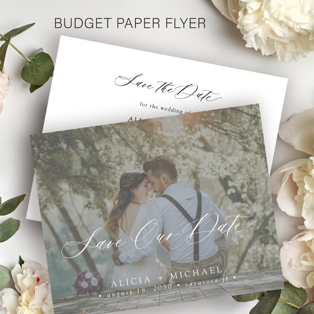 Budget elegante Drehbuch Foto Hochzeit speichern S Flyer (Von Creator hochgeladen)