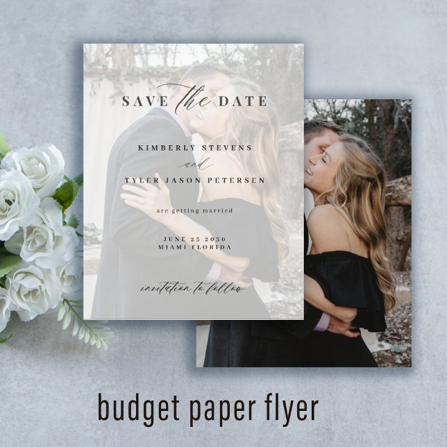 Budget elegante Drehbuch Foto Hochzeit speichern S Flyer (Von Creator hochgeladen)