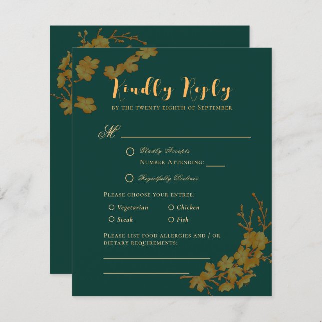 Budget Elegante Emerald Green & Gold Floral UAWG (Vorne/Hinten)