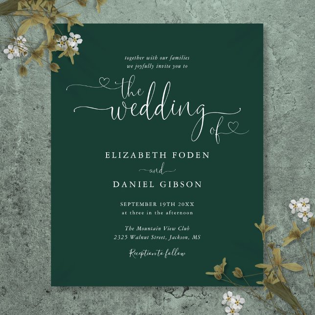 Budget Elegante Emerald Script Einladung zur Hochz (Budget Elegant Emerald Script Wedding Invitation)