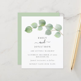 Budget Elegante Eukalyptus-Blätter Save the Date