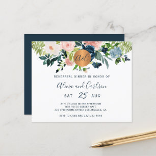 Budget-elegante Floral Probeessen-Einladung