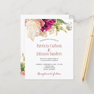 Budget-elegante florale Hochzeitseinladung