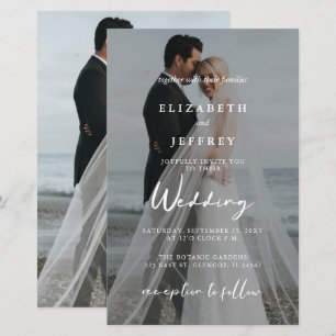 Budget Elegante Foto Overlay Einladung Hochzeit