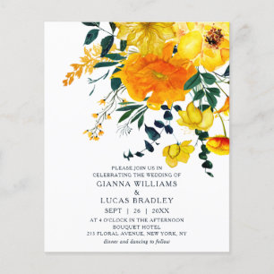 Budget Elegante gelbe Wasserfarben Blumenzehen Flyer