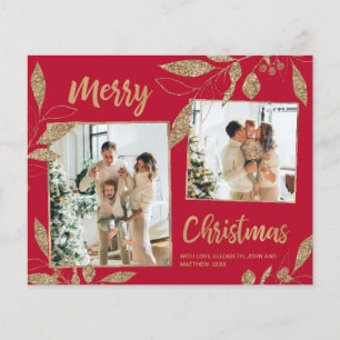Budget Elegante Gold Blätter 2 Foto Weihnachtskart