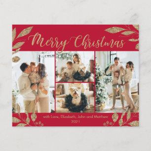 Budget Elegante Gold Red Foto Weihnachtskarte