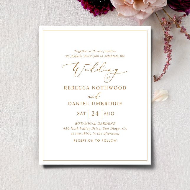 Budget Elegante Gold Script Einladung (Von Creator hochgeladen)
