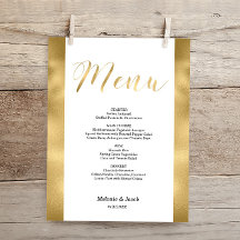Budget Elegante Gold Scripture Flat Menu Card