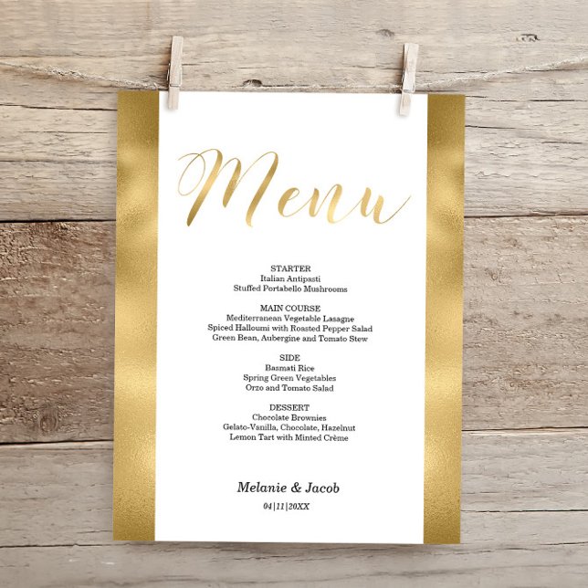 Budget Elegante Gold Scripture Flat Menu Card (Von Creator hochgeladen)
