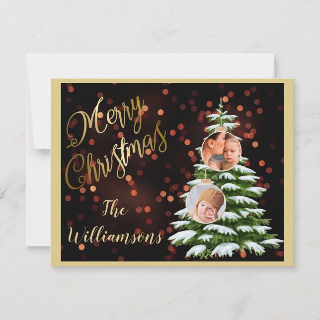 Budget Elegante Gold Tree Fotos Frohe Weihnachten (Vorderseite)