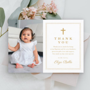 Budget Elegante Goldkreuz Foto Taufe Dankeschön
