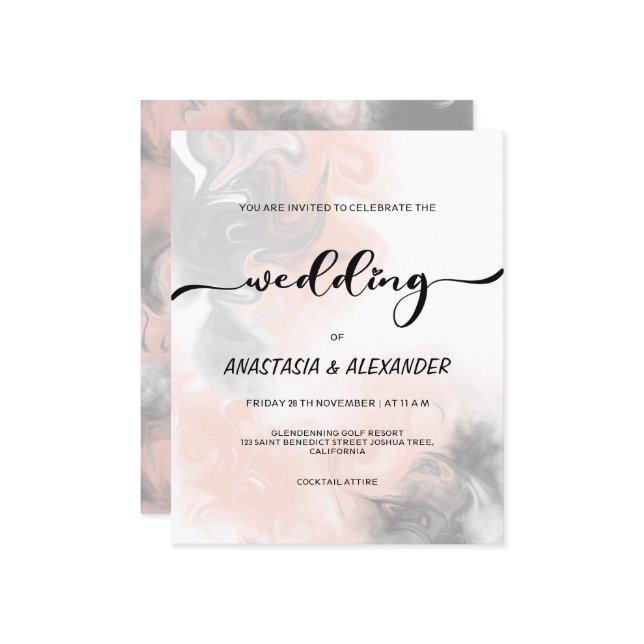 BUDGET/Elegante Hochzeitseinladung. (Vorderseite/Rückseite Beispiel)