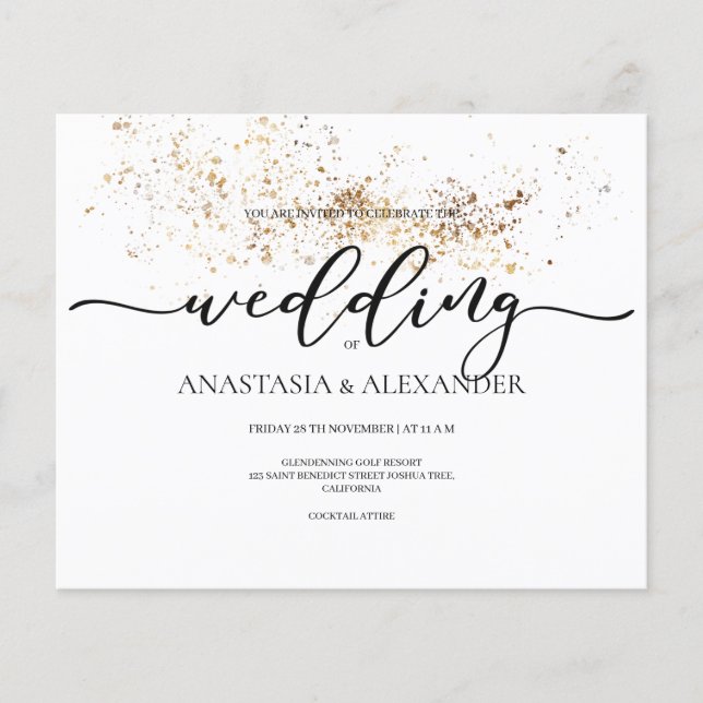 BUDGET/Elegante Hochzeitseinladung. Einladung Flyer (Vorne)