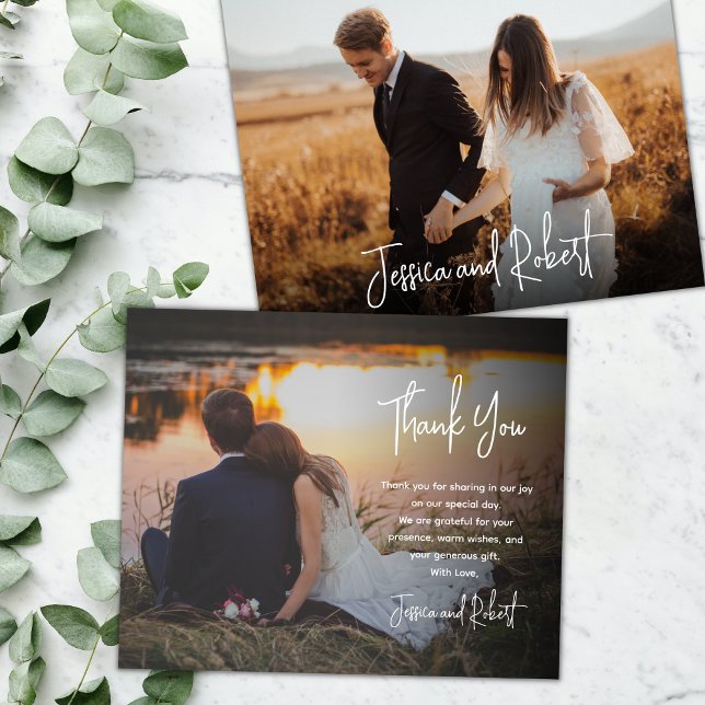 Budget Elegante Kalligraphie Foto Hochzeit Vielen  Flyer (Von Creator hochgeladen)