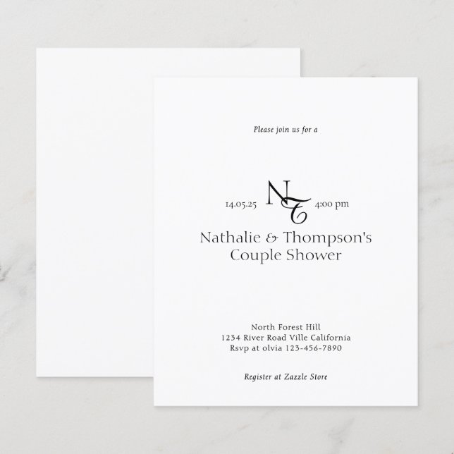 BUDGET Elegante Monogram Couple Shower Bridal (Vorne/Hinten)