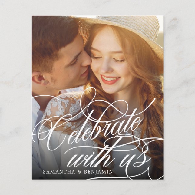 Budget Elegante Monogram Wedding Foto Einladung (Vorderseite)