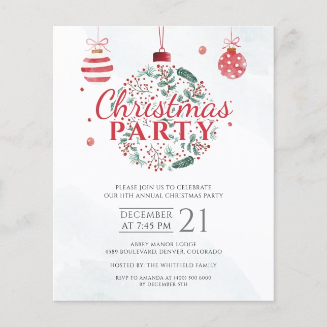 Budget Elegante Red Green Weihnachtsfeier (Vorderseite)