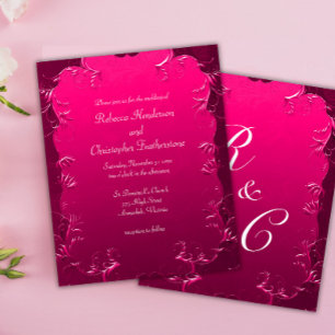 Budget Elegante: Rosa klassische Hochzeitseinladun Flyer