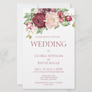 Budget Elegante Rosa Marsala Hochzeit Einladung
