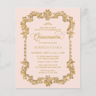 BUDGET Elegante Rosa Rosa Gold Tiara Quinceanera