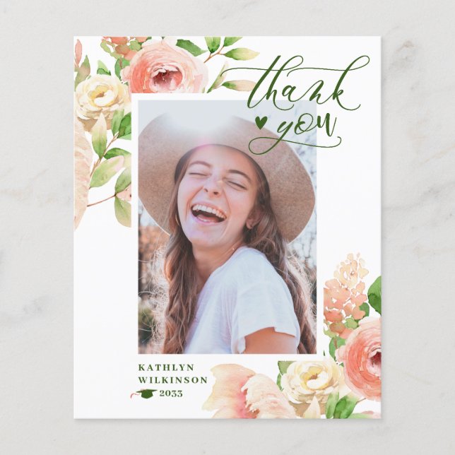 BUDGET Elegante Rosa Rose Blumenkarte Danke Karte (Vorderseite)