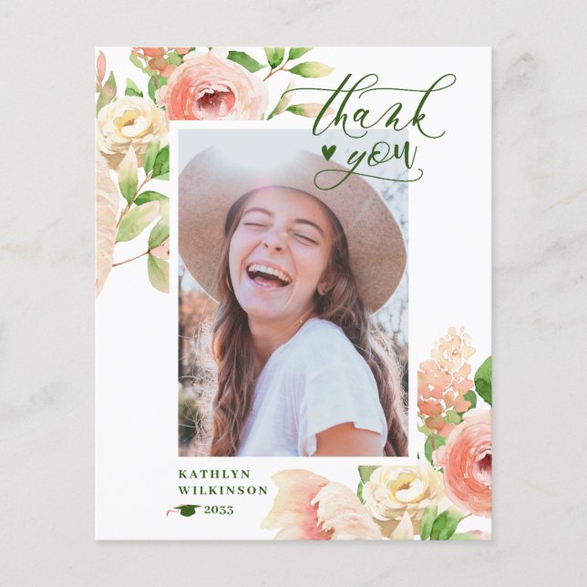 BUDGET Elegante Rosa Rose Blumenkarte Danke Karte (Vorne)