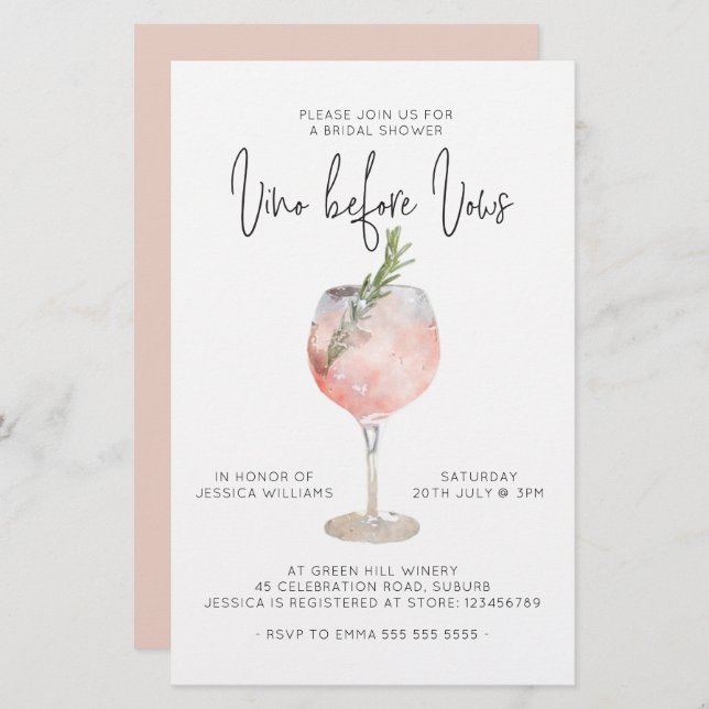 Budget Elegante Rosa Vino vor Vows Brautparty (Vorne/Hinten)