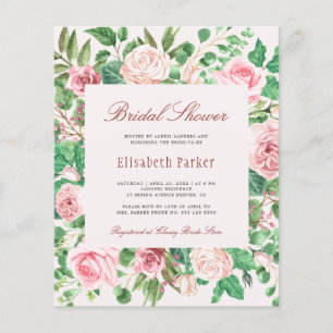 Budget elegante Rosen Brautparty-Einladung