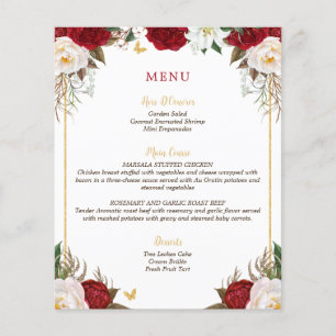 Budget Elegante Rote Flora Quinceñera Menü