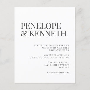 Budget Elegante Schwarz-weiße Typografie Hochzeit