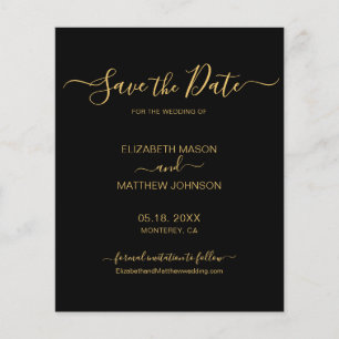 Budget Elegante Script Black and Gold Save the Dat Flyer