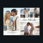 Budget Elegante Script Collage Wedding Vielen Dank Postkarte<br><div class="desc">Budget Elegant, Minimalistische Hand geschrieben Script 4 Foto Collage Wedding Vielen Dank Postcard. Stilvolle Hochzeit dank Kartenvorlage mit vier Foto auf der Vorderseite und einem Foto auf der Rückseite. Mit dem Text "Liebe und Dank" in einer Wirblen Hand schreiben Typografie oder Kalligraphie Skript-Schriftart mit Swash oder in schwarz auf weißem...</div>