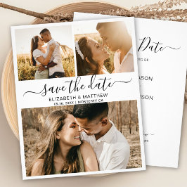 Budget Elegante Script Foto Collage Save the Date Flyer