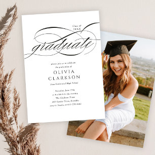 Budget Elegante Script Foto Graduation Party Einladung
