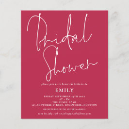 Budget Elegante Script Magenta Brautparty Einladun