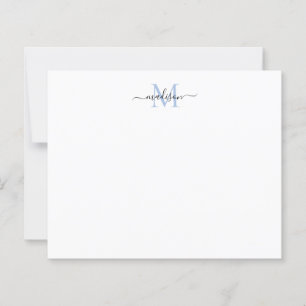 Budget Elegante Script Monogram Dusty Blue Notecar