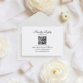 Budget Elegante Script Monogram QR Code Hochzeit Begleitkarte