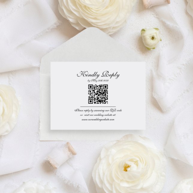 Budget Elegante Script Monogram QR Code Hochzeit Begleitkarte (Von Creator hochgeladen)