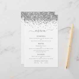 Budget Elegante Silver Glitzer Wedding Menu
