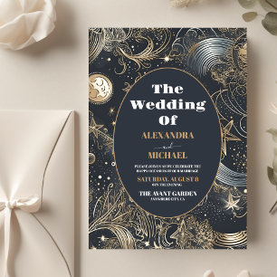 Budget Elegante Silver Gold Celestial Wedding Flyer