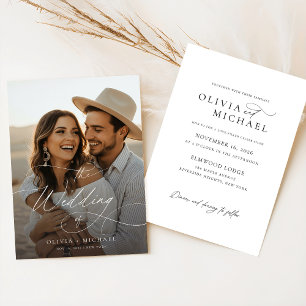 Budget Elegante Skript Boho Foto Hochzeits Einladu