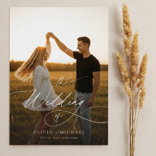 Budget Elegante Skript Boho-Foto-Hochzeitseinladun